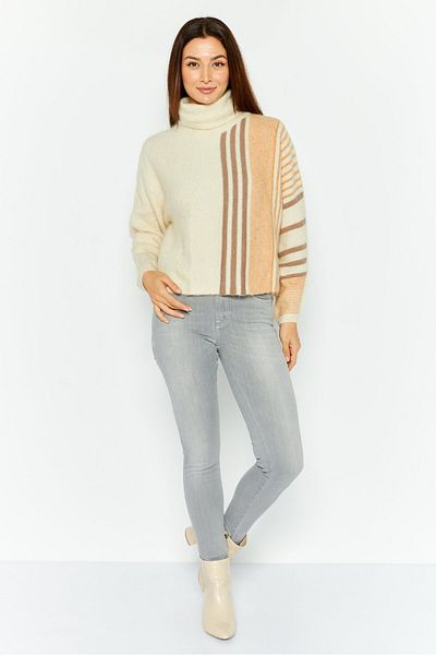 Couture Made For Vero Moda سترة نسائية محبوكة برقبة عالية، لون بيج