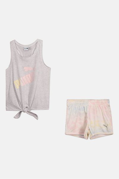 Puma Kids Girl 2 Pieces Brand Logo Top And Bottom Set, Multicolor