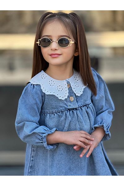 CoolCix Φόρεμα New Season Lace Collar Girl's Blue Denim Jeans