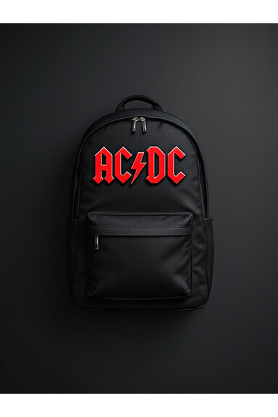 Denik حقيبة ظهر للكمبيوتر المحمول باللون الأسود مطبوعة من AC DC للمدرسة والتخييم والسفر والرحلات للاستخدام اليومي