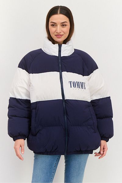 Tommy Jeans Women Brand Logo Padded Puffer Jacket, Navy
