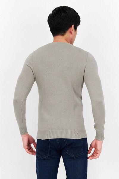 Lyle & Scott Men Crew Neck Long Sleeve Brand Logo Sweater, Grey
