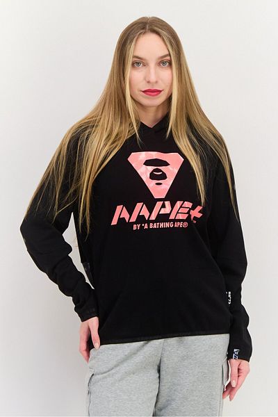 Aape By A Bathing Ape Women Graphic Print Hooded Sweatshirts, Black