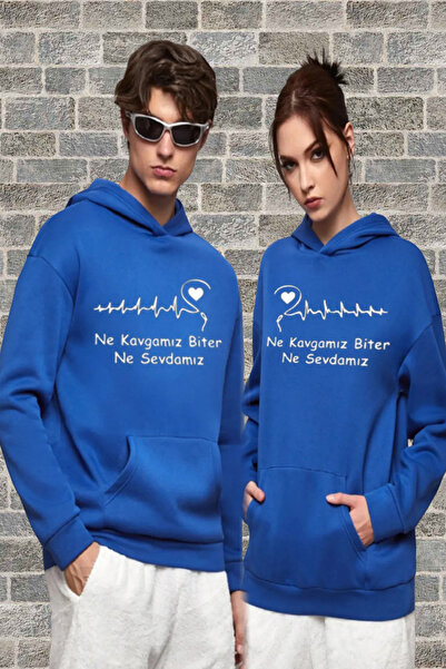 Wish BF Sevgili Çift Kombin - Siyah Baskılı Oversize Bisiklet Yaka Sweatshirt