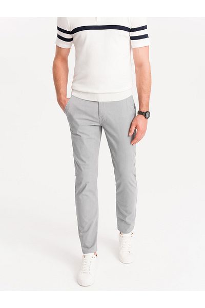 OMBRE Herren Chinohose mit dekorativem Bund - grau V6 OM-PACP-0118 L