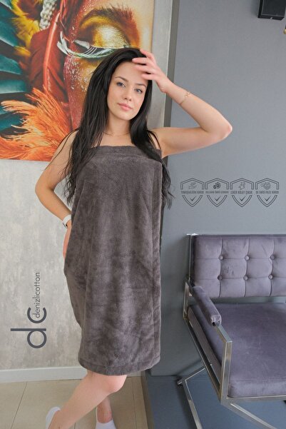 velvettowels Жіноча сауна і пляжна спідниця - SuperSoft оксамит, лазерний виріз, димчасто-сірий, 88x150 см