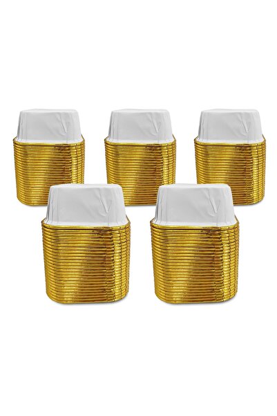 KAFEM Muffin Kek Kapsülü Kare Beyaz-Altın 25li X 5 Paket - K38