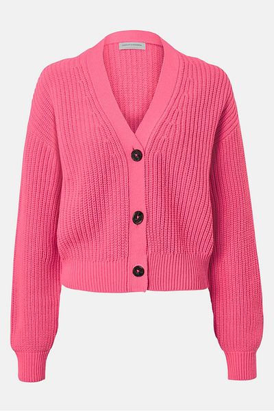 Tchibo Women Button Front Knitted Cardigan, Pink