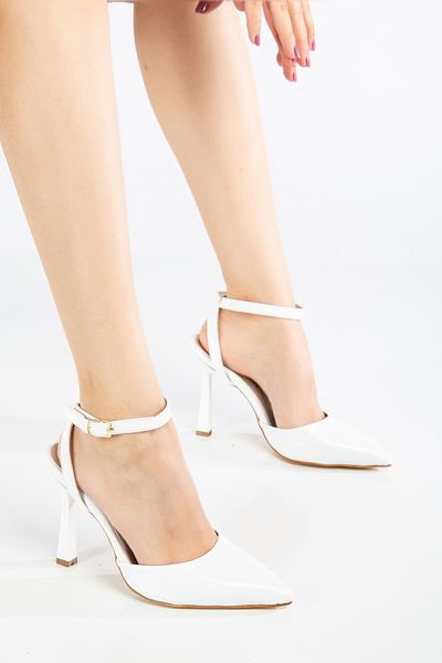 RİSSOLİ Rissoli Women's White Patent Leather Back Strap Heeled Shoes