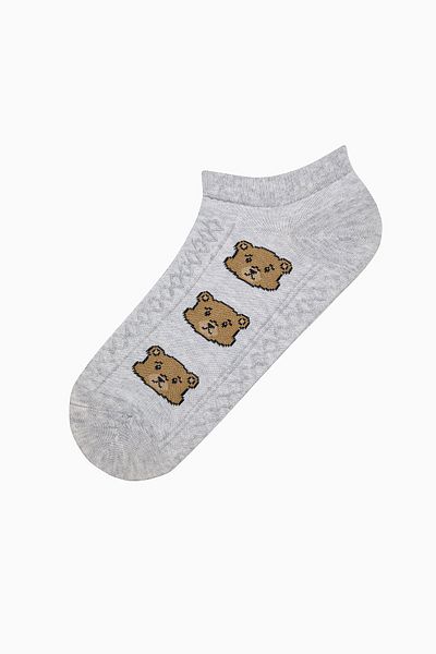 Penti Jacquard Bear Hellgraue 3-teilige Booties-Socken