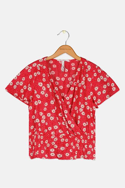 Pepe Jeans Kids Girl Allover Printed Blouse, Red