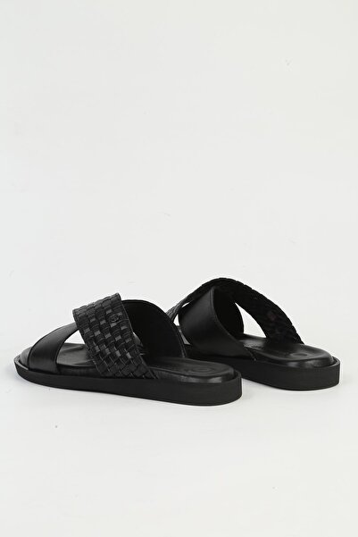 Pierre Cardin Genuine Leather Black Men's Slippers Pc-7341