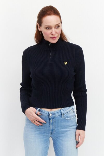 Lyle & Scott Women High Neck Long Sleeve Knitted Sweater, Dark Navy