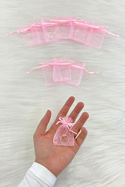 ZEYMERADE Bebek Pembe Organze Şeffaf Tül Kese, 50 Adet Ölçü 5x7cm, Kına Çerez...