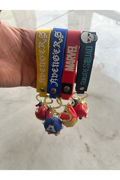 Lambbos Avengers 4-Piece Keychain Set - Iron Man, Captain America, Harley Quinn