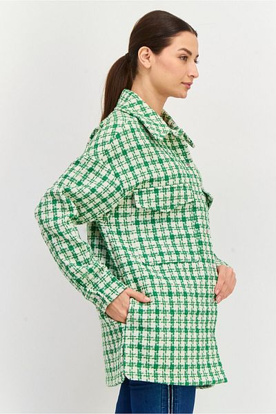 Urban Bliss Women Checkered Jacket Shirt, Green
