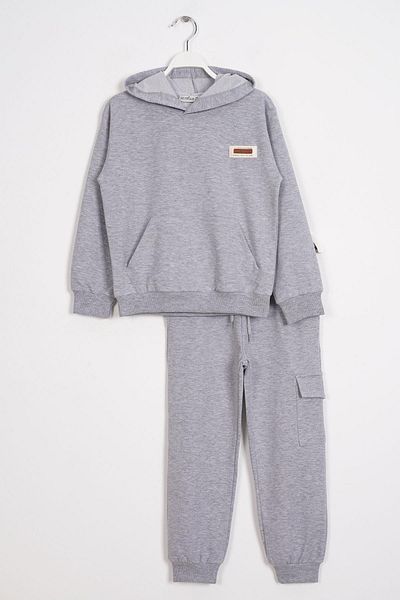 zepkids Ανδρική φόρμα για αγόρια με κουκούλα Cargo Pocket Grey Melange Color