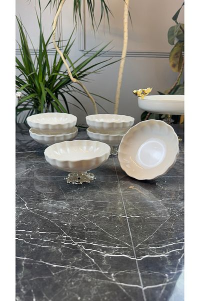 MAY HOME 6 Pieces Silver Soup & Taste & Sherbet Presentation Bowl Pit Plate
