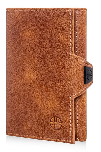 Trusador Toscana Tan Card Holder Genuine Leather Wallet Unisex Rfid Protected Men Women Mini Wallet Gift