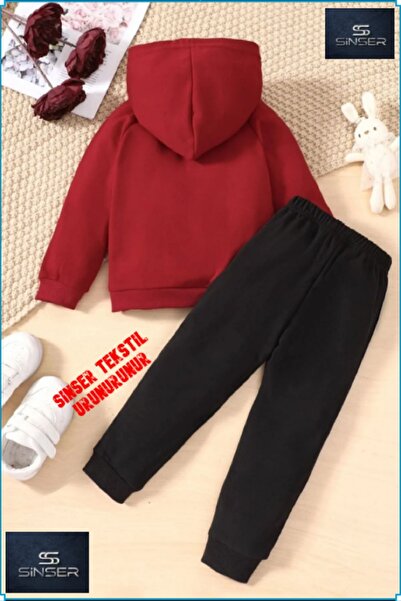 SS SİNSER Kapşonlu Çocuk “NY BEYAZ - SIYAH” Baskılı Eşofman Takımı
