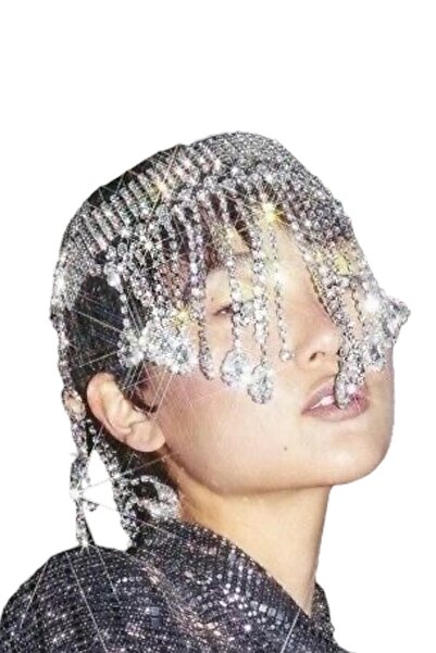 TAKIŞTIR Gümüş Renk Taş Detaylı Saç Aksesuarı/Kına Aksesuarı