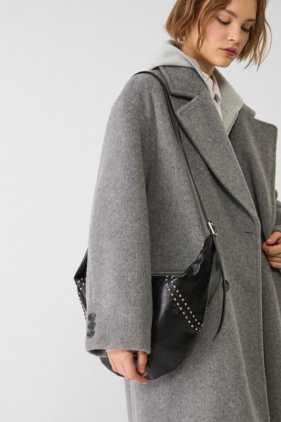 Stradivarius Soft half-moon crossbody bag with studs