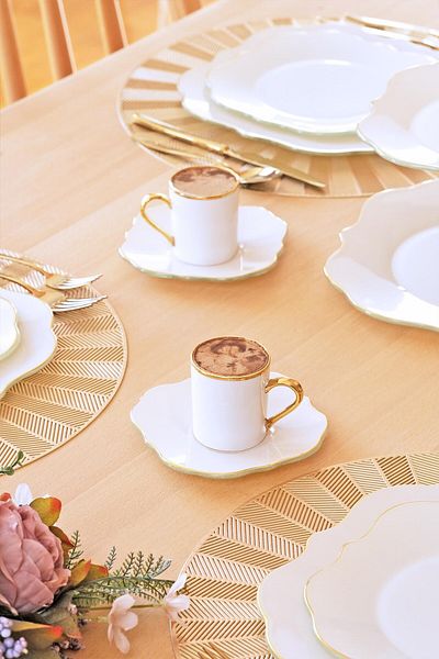 Glore Lotus Glass Coffee Set Gold Gilded