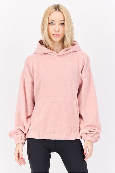 NIA Women Hooded Long Sleeves Textured Sweatshirt, Light Pink