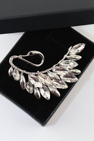 KEEBA Göldeki sessiz şiir kuğu kadın broş gümüş renk pırlanta taşlı yaka iğnesi