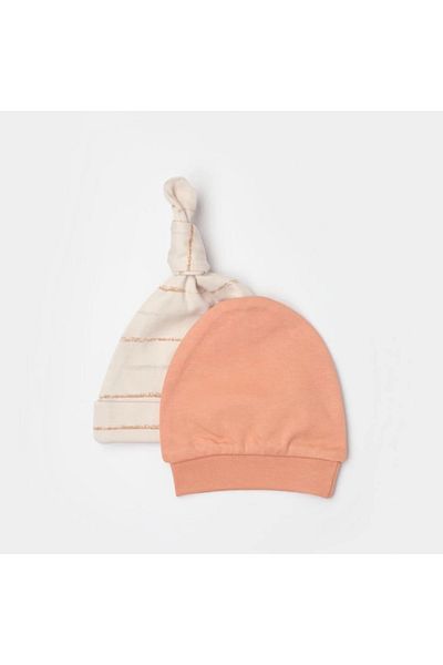 Bibaby Biorganic Hello Safari 2'li Bebek Şapka 72223 Ekru Kiremit