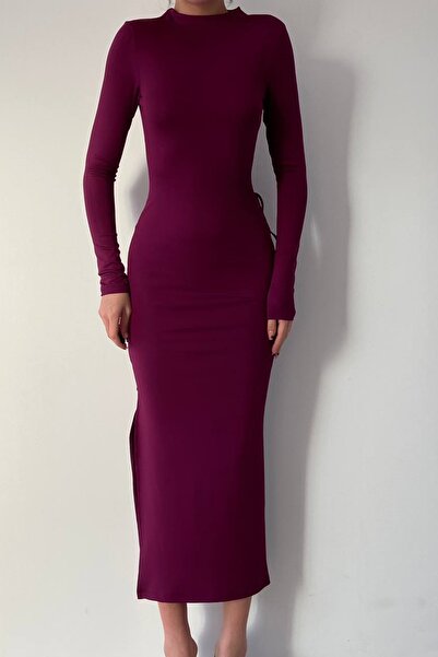 bayansepeti Мурдем Сенді Тканина Спинка Декольте Застібка та Розріз Деталізов...