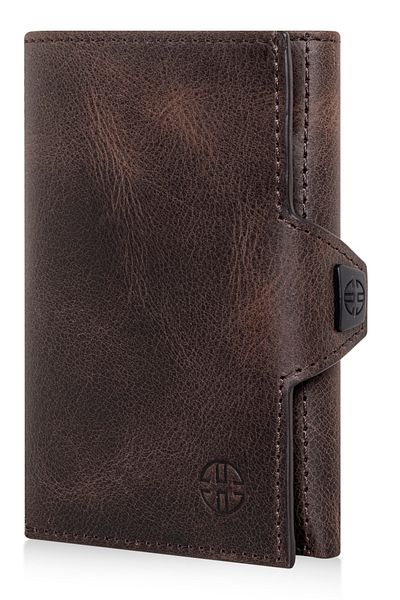 Trusador Toscana Brown Card Holder Genuine Leather Wallet Unisex Rfid Protected Men Women Mini Wallet Gift