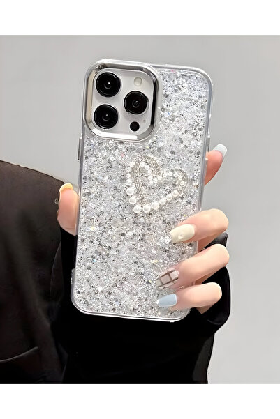 HYPERSOFT Iphone 16 (6.1 inç) Uyumlu Simli Kabartma Figürlü Parlak Epoksi Lux...
