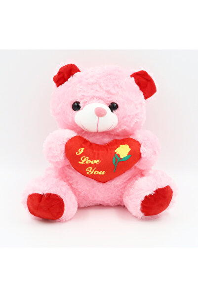 enyareshome Peluş Ayıcık 30cm I Love You Pembe Kalpli