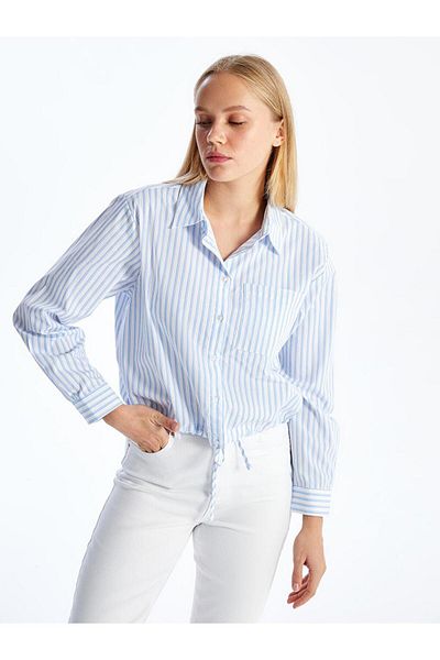 LC Waikiki Cămașă de damă din popelin oversize cu dungi XSIDE
