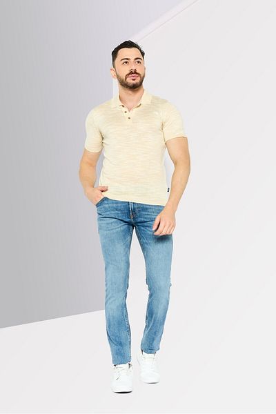 Dkny Men Stretch Fit Heather Short Sleeves Polo, Beige