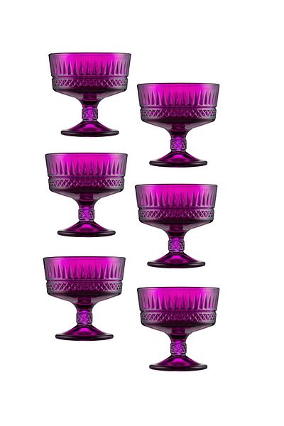 Paşabahçe 51749 Organic Painted Elysia in Color Ice Cream Bowl - Fuchsia - 245 Cc - 6 Pieces