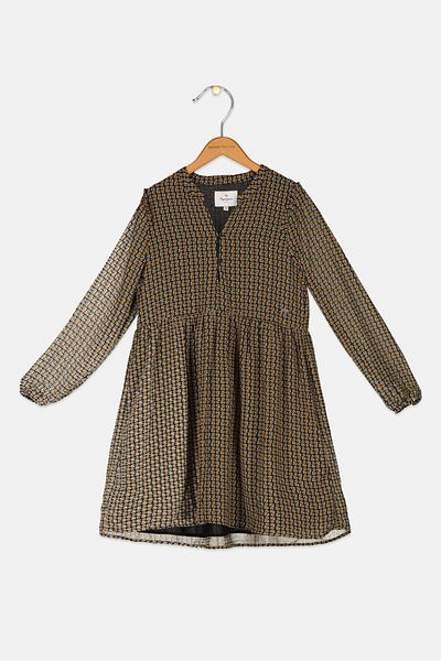 Pepe Jeans Kids Girl Allover Print Dress, Black Combo