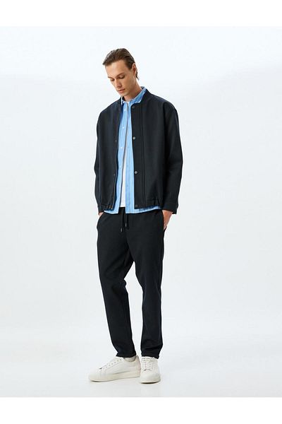 Koton Viscose Blended Pocket Detailed Folded Leg Waist Lace up Trousers