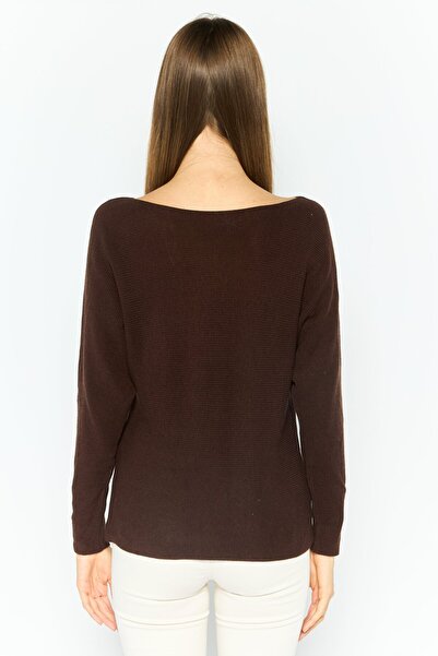 Esprit Women Boat Neck Knitted Sweater, Brown