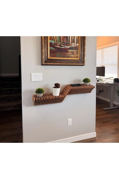 Barida Sanat Modern Ahşap Duvar Rafı, Özel Tasarım ünite duvar rafı 100 cm te...