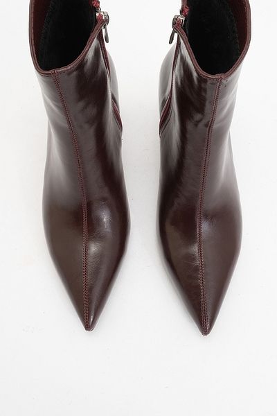 LuviShoes NOYA Burgunderfarbene Damenstiefel mit spitzer Zehenpartie und dünnem Absatz