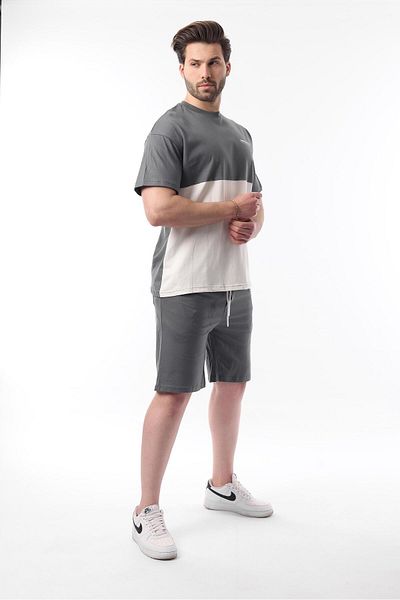 Madmext Smoked Printed Color Block Cotton Adjustable Waist Shorts Set 5952