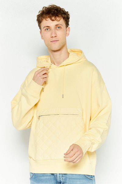 Esprit Men Hooded Textured Long Sleeve Sweatshirt, Yellow