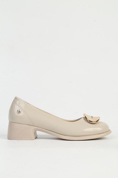 Pierre Cardin Beige Patent Leather Women's Heeled Shoes Pc-54764
