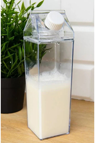 Stonix 500ML Mika Süt Kutu Tasarımlı Su Kahve Içecek Şişesi | Cam Değildir | Kahve ve Sunum Bardağı -1 Adet