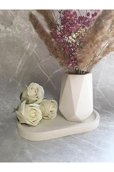STOREMAX Vază elegantă, modernă, albă, din ceramică - accesoriu decorativ multifuncțional, pentru casă și birou