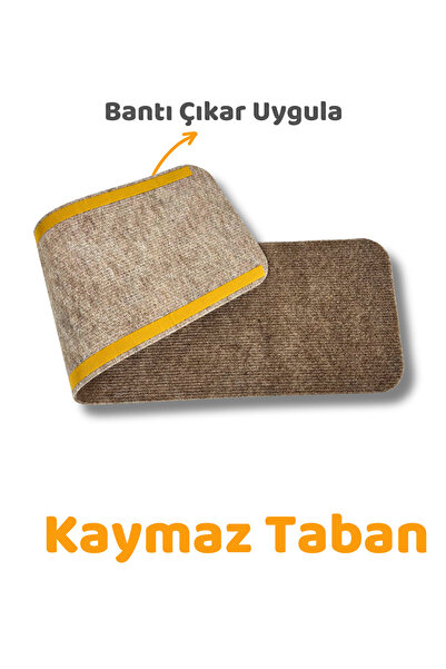 BEYLİNİ Merdiven Halısı Basamak Halısı Keçe Kaymaz Taban Yapışkanlı Halıfleks Devetüyü 1li 20x75 Cm