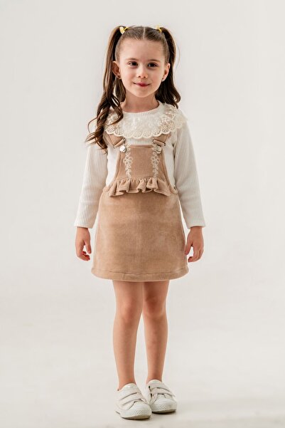 HAUSEkids 2-9 Years Girl Turquoise Cotto Gilet Set - Latte