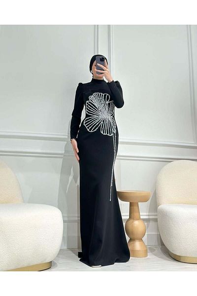 MELEK ARAZ Βραδινό φόρεμα με μαύρο τριφύλλι